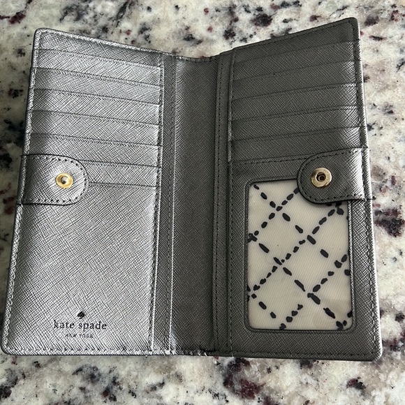 Kate Spade Stacy Wallet in Metallic Silver Saffiano Leather - Picture 8 of 14